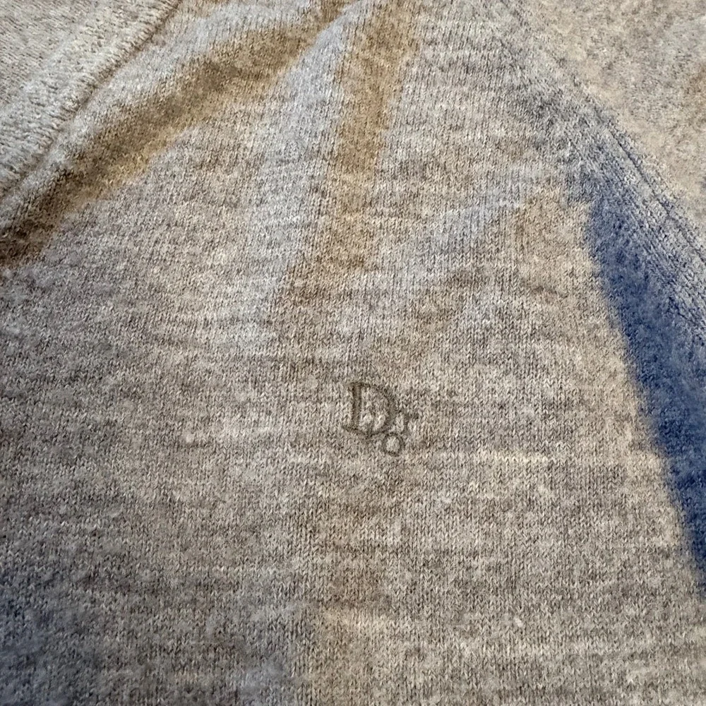 Christian Dior Monsieur Vintage 80s V-Neck Sweater Logo Orlon Large‎ Gray